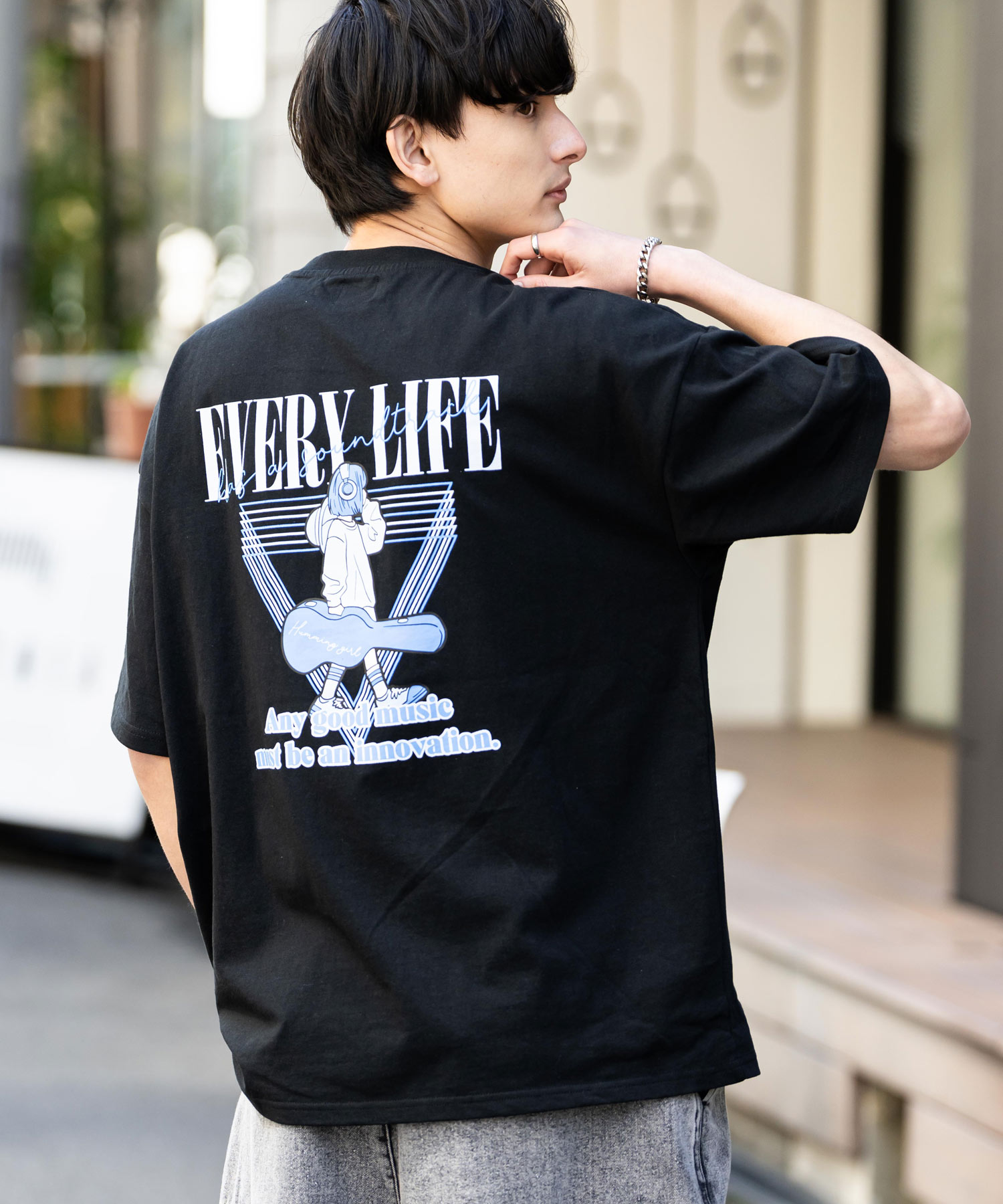 if バックレースタキシード ウイングバックプリントカットソー トップス
