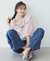 BLUEEAST/ブルーイースト BLUEEAST リボン刺繍ワイドデニムパンツ/506053467