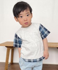 COMME CA ISM KIDS/サッカーチェック フェイクレイヤード 半袖Ｔシャツ(ベビーサイズ)/505994727