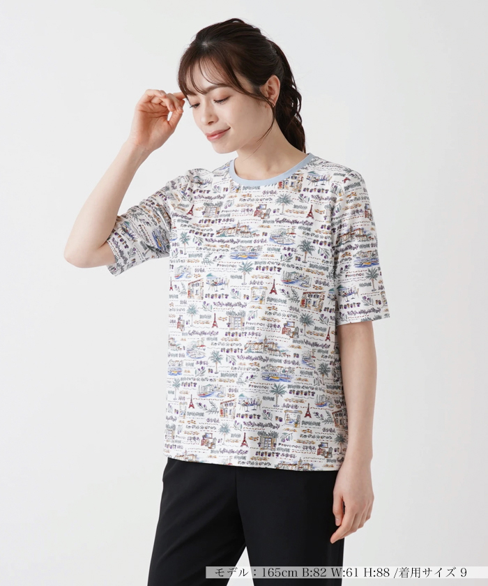 leilian レリアン 半袖 tシャツ ホワイト パリ 刺繍 ミセス