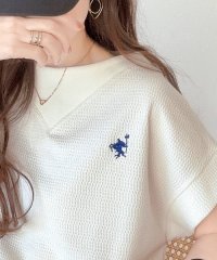 Classical Elf/ポコポコ素材で大人フレンチ。オーガニックコットン胸刺繍ネック切替半袖プルオーバー/506052896