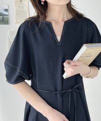 クラシカルエルフ/クラシカルエルフ Classical Elf ナチュラル感が魅力。前後2way 配色ステッチランタンスリーブワンピース/506052906