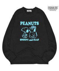  PEANUTS/スヌーピー オラフ 裏起毛 スウェット セット セットアップ プリント 春秋冬 SNOOPY LL ブラック/506054251