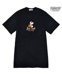  PEANUTS/スヌーピー Tシャツ 半袖 刺繍 ジョークール SNOOPY PEANUTS LL ブラック/506054254