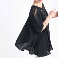 Sawa a la mode/サワアラモード Sawa a la mode 袖を彩る刺繍レースのフレアチュニック/506054565