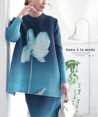 Sawa a la mode/レディース 大人 上品 艶めくパールの花柄プリーツセットアップ/506054566