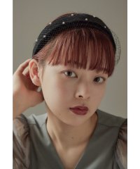 niana/niana ニアナ パール付きベロアベールカチューシャ ヘアアクセサリー ブラック 黒  幅広 太め ワイド 痛くない パーティー 結婚式 セレモニー 入学式 /506055125