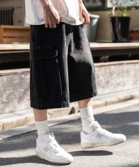 Rocky Monroe/カーゴパンツ デニム ハーフ メンズ レディース ショート ワイド ジーパン ジーンズ 短パン 膝下 半パン ケミカル オーバーダイ リラックス 極太 ゆったり/506055486