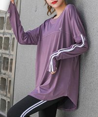 TeddyShop/テディショップ Teddyshop レディース 長袖ライン柄ロング丈ヨガトップス/506055650