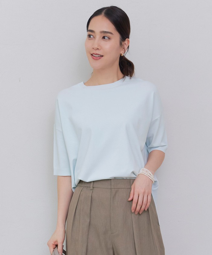 美品 自由区 SHIHO着用 24SS クレープストレッチプルオーバー ニット 接触冷感・UVカット・SHIHOさん着用・WEB限定カラーあり