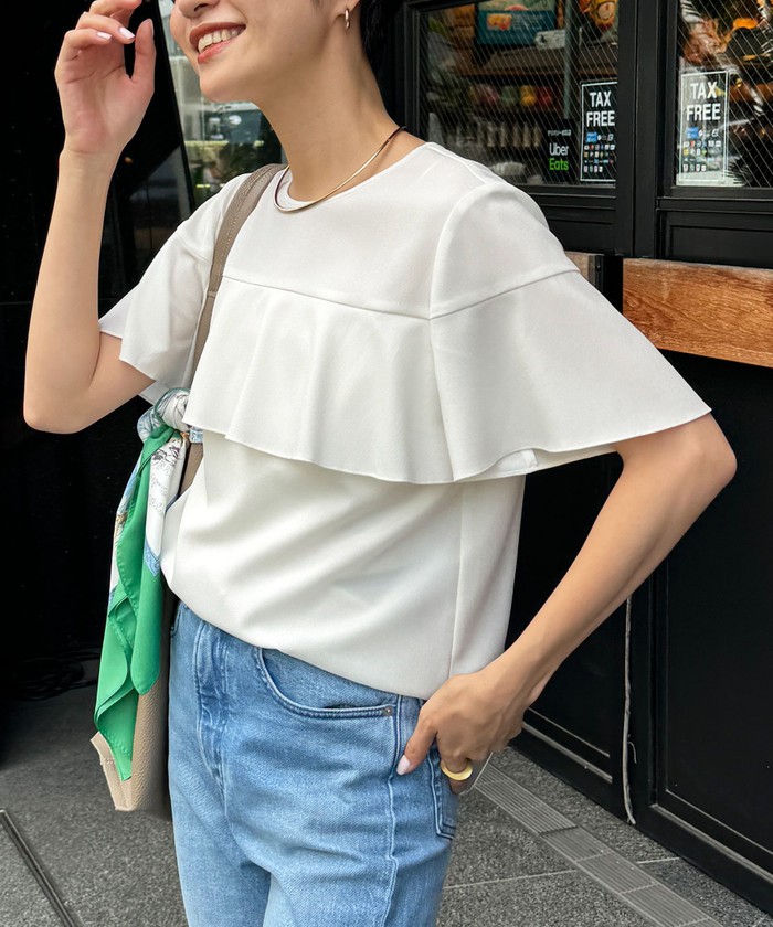 セール】《セットアップ対応》ウォッシャブル麻調ラッフル