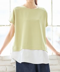 Honeys/裾レイヤード風トップス トップス カットソー Tシャツ 半袖 重ね着風 UVカット /506057505