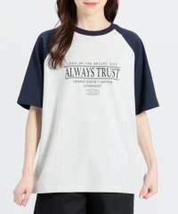 Honeys/ラグランゆるＴシャツ トップス Tシャツ カットソー 半袖 ロゴT 配色 UVカット /506057508