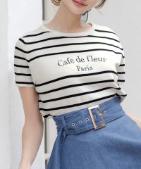 JULIA BOUTIQUE/ジュリアブティック JULIA BOUTIQUE Cafe de fleurロゴ刺繍ニットトップス/24042/506058628