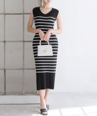 JULIA BOUTIQUE/ジュリアブティック JULIA BOUTIQUE 無地＆ボーダー柄Vネックタイトニットワンピース/24058/506058631