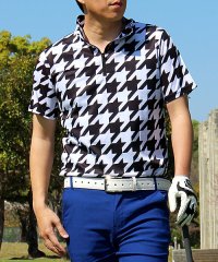 TopIsm/トップイズム TopIsm ゴルフ ハーフジップ ポロシャツ メンズ ゴルフウェア 速乾ドライメッシュ ストレッチ 半袖 春夏 カモフラ 迷彩 総柄 千鳥格子 /505288522