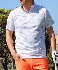 TopIsm/トップイズム TopIsm ゴルフ ハーフジップ ポロシャツ メンズ ゴルフウェア 速乾ドライメッシュ ストレッチ 半袖 春夏 カモフラ 迷彩 総柄 千鳥格子 /505288522