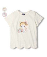 Crescent/【子供服】 crescent (クレセント) ネコ・ウサギ柄スカラップ半袖Tシャツ 80cm～130cm N42807/506060495