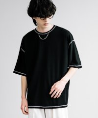 Rocky Monroe/Tシャツ ステッチ 半袖 メンズ レディース カットソー スムース 配色 オーバーサイズ ビッグシルエット ゆったり クルーネック 無地 カジュアル シンプル /506060809