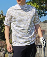 TopIsm/トップイズム TopIsm ゴルフ モックネック メンズ ゴルフウェア 速乾ドライメッシュ ストレッチ 半袖 ポロシャツ 春夏 カモフラ 迷彩 総柄 千鳥格子 /506061235