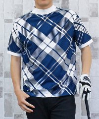 TopIsm/トップイズム TopIsm ゴルフ モックネック メンズ ゴルフウェア 速乾ドライメッシュ ストレッチ 半袖 ポロシャツ 春夏 カモフラ 迷彩 総柄 千鳥格子 /506061235
