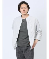 TAKA-Q/タカキュー TAKA－Q サッカープリント バンドカラー7分袖シャツ メンズ シャツ カジュアル トップス インナー 半袖 ギフト プレゼント ライトアウター /506061244