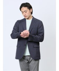 TAKA-Q/タカキュー TAKA－Q マルゾット/Marzotto ウール混 レギュラーフィット 2ボタンジャケット チェック紺 メンズ セットアップ ジャケット ビジネス/506061643