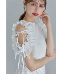 tocco closet/トッコクローゼット tocco closet りぼん付きプリーツシフォンフリル切り替えリブニットプルオーバー/506053405