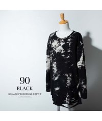  GENELESS/ジェネレス GENELESS 長袖 tシャツ メンズ ムラ染め 裾ダメージ ヴィジュアル系 Tシャツ おしゃれ ダメージ トップス 大きいサイズ ホワイト ファ/506061594