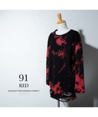  GENELESS/ジェネレス GENELESS 長袖 tシャツ メンズ ムラ染め 裾ダメージ ヴィジュアル系 Tシャツ おしゃれ ダメージ トップス 大きいサイズ ホワイト ファ/506061594