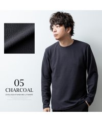  GENELESS/tシャツ メンズ 長袖 クルーネック 膨れジャガード 長袖tシャツ 春 チェック インナー おしゃれ キレカジ カットソー グレー Tシャツ 通学 春物/506061596