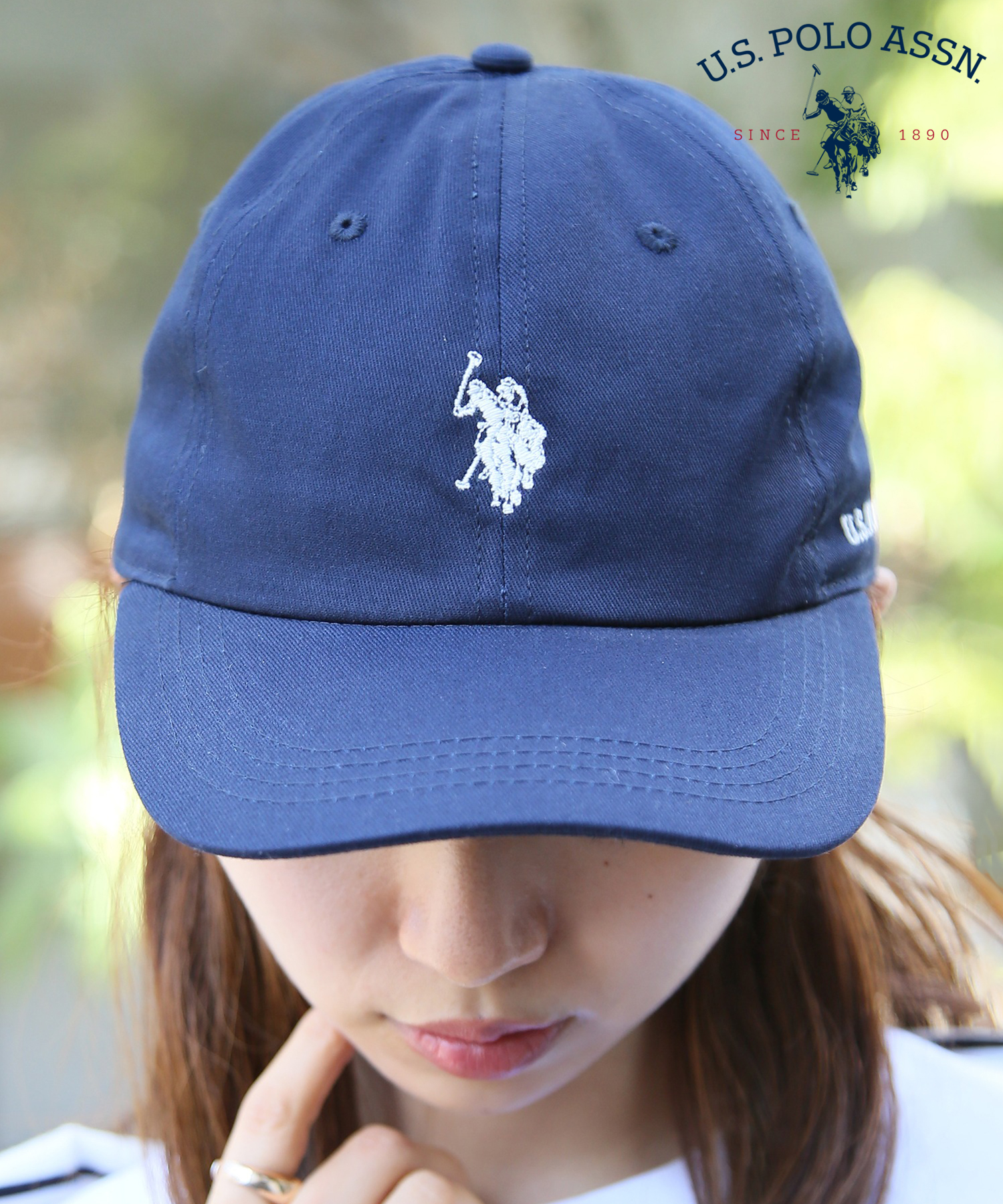 U.S. POLO ASSN. 黒キャップ U.S. POLO ASSN. ロゴ刺繍ローキャップ ユニセックス 帽子