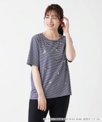 Leilian PLUS HOUSE/フルーツ刺繍ボーダーTシャツ/506007628