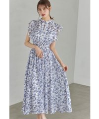 tocco closet/トッコクローゼット tocco closet ペチコート付きシアージャガード×フラワープリントシャーリングワンピース/506058714