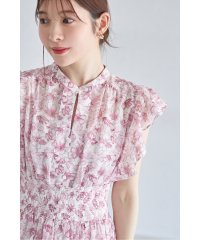 tocco closet/トッコクローゼット tocco closet ペチコート付きシアージャガード×フラワープリントシャーリングワンピース/506058714