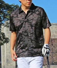 TopIsm/トップイズム TopIsm ポロシャツ ゴルフ メンズ ゴルフウェア 速乾ドライメッシュ ストレッチ 半袖 カモフラ 迷彩 総柄 ボタニカル リーフ トップス /506064274
