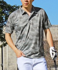 TopIsm/トップイズム TopIsm ポロシャツ ゴルフ メンズ ゴルフウェア 速乾ドライメッシュ ストレッチ 半袖 カモフラ 迷彩 総柄 ボタニカル リーフ トップス /506064274