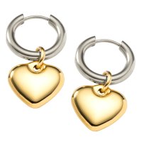 cream dot/クリームドット Cream dot. ぷっくりメタルハートのステンレス製フープピアス/506065003