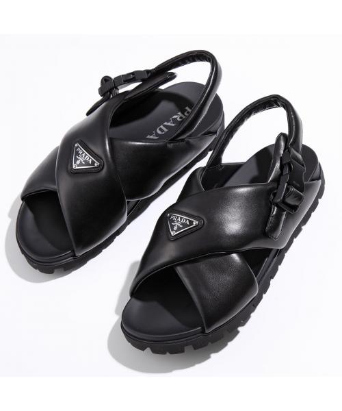 セール】PRADA サンダル モノリス 2X3089 2DL8 パテッドナッパレザー