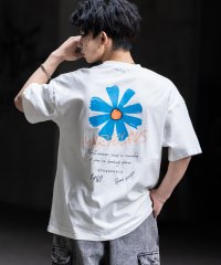 Rocky Monroe/Tシャツ 半袖 バックプリント メンズ レディース カットソー クルーネック グラフィック FLOWER 花 ワンポイント ピグメント加工 ヴィンテージライク /506067087