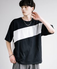 Rocky Monroe/Tシャツ 5分袖 ライン切替 メンズ レディース カットソー オーバーサイズ ビッグシルエット クルーネック カジュアル シンプル リラックス 13591/506067141