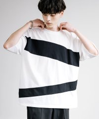 Rocky Monroe/Tシャツ 5分袖 ライン切替 メンズ レディース カットソー オーバーサイズ ビッグシルエット クルーネック カジュアル シンプル リラックス 13591/506067141