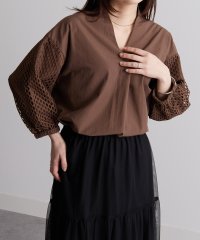 ラナン RANAN メッシュスリーブブラウス