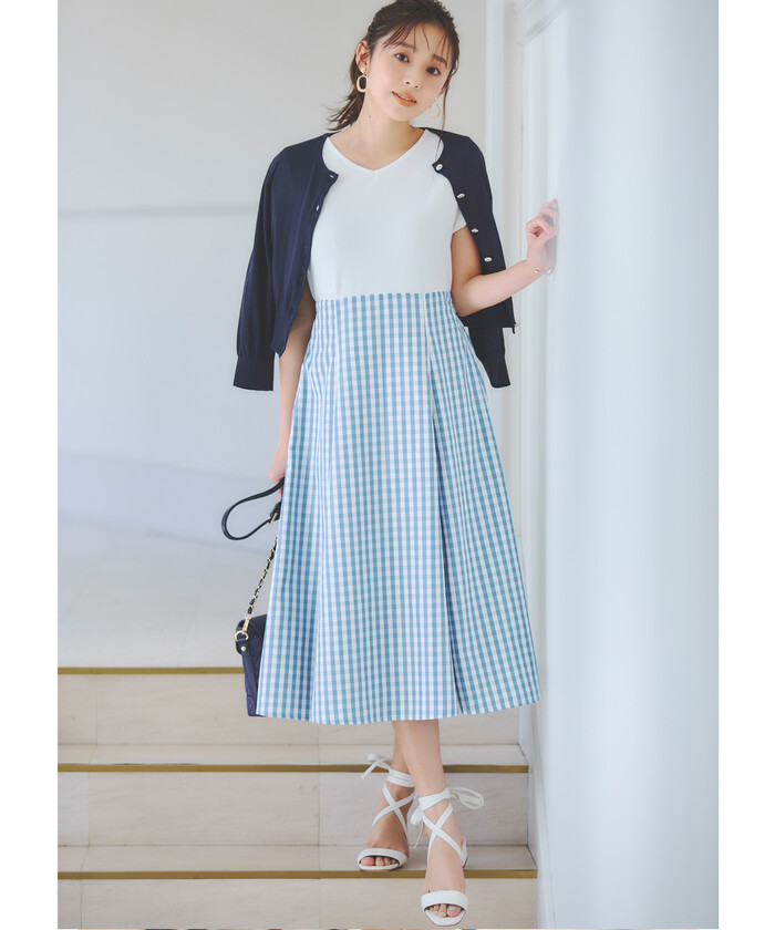 レッセパッセ 青 ブルー ドレス スカート リボン トップス