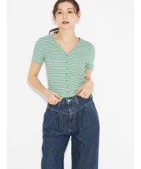 Levi's/MONICA 半袖シャツ STRIPE BERYL GREEN/506077283