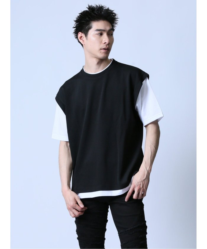 ◆boohoo◆ フェイクレイヤー ウォッシュド Tシャツ / blue SHIPS any: 〈吸水・速乾・ストレッチ〉 フェイク レイヤード T