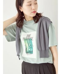 Samansa Mos2 blue/【シルケットバイオ】フォトTシャツ/506079606