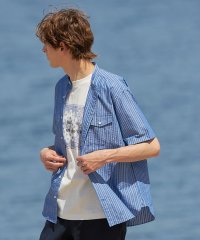 J.PRESS MENS/【クールマックス】サッカー マルチストライプ バンドカラーシャツ/506079701