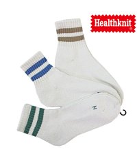 TopIsm/Healthknit ヘルスニット 3足セット ジャガード スラブ ボーダー ライン入り スニーカーソックス クォーターソックス ショートソックス メンズ靴下/504347294