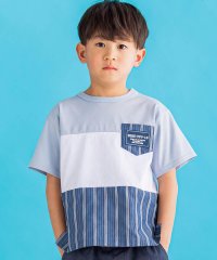 BeBe Petits Pois Vert/天竺配色＋ストライプ切り替えTシャツ(95~150cm)/506053915